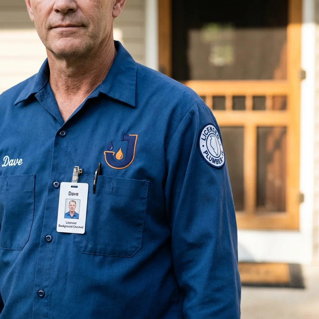 Licensed plumber showing ID badge in Erlanger, KY