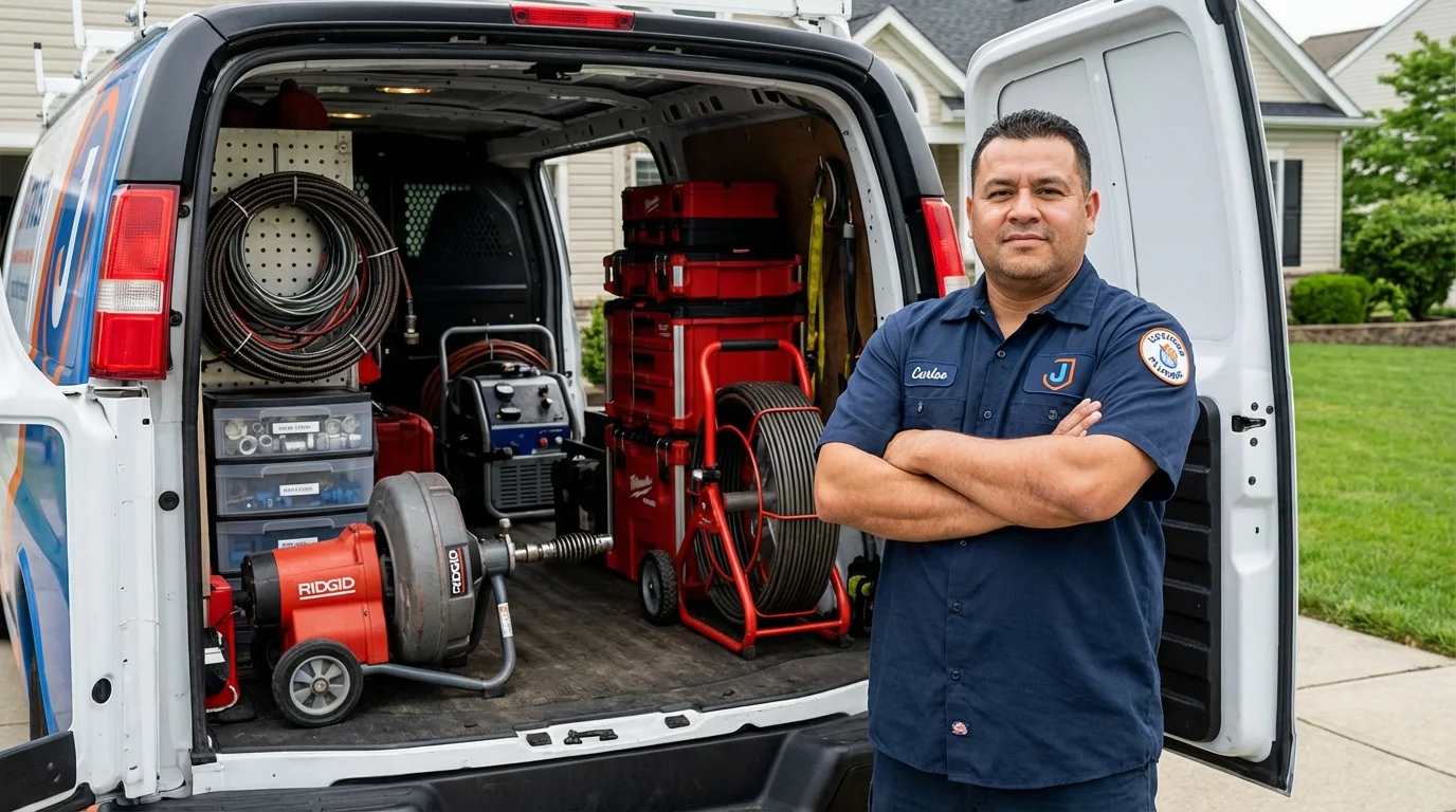 Professional drain cleaning equipment and Johns Plumbing LLC plumber in Erlanger