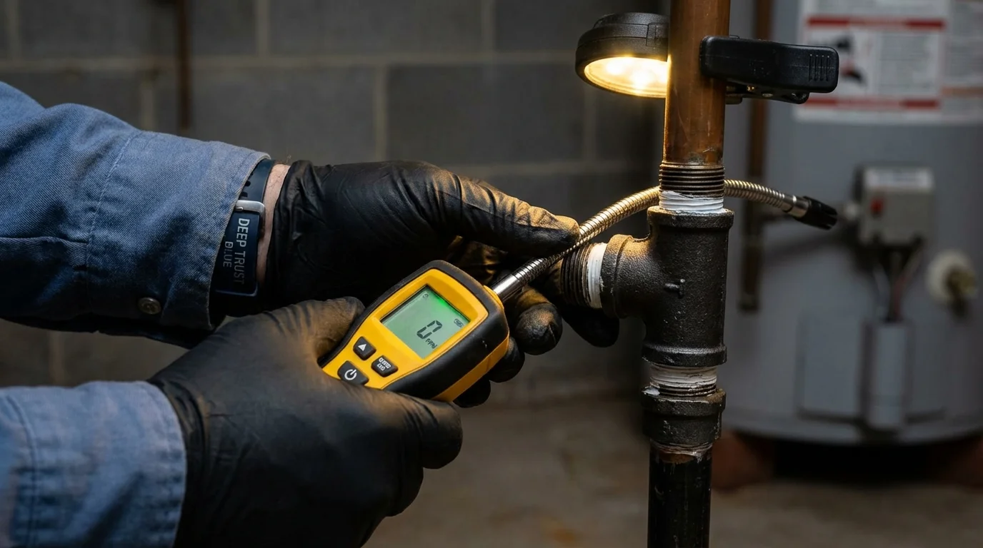 Gas leak detection with electronic sniffer by Johns Plumbing LLC in Erlanger