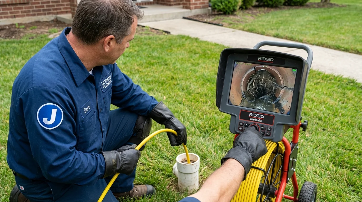 Sewer camera inspection being performed by Johns Plumbing LLC in Erlanger